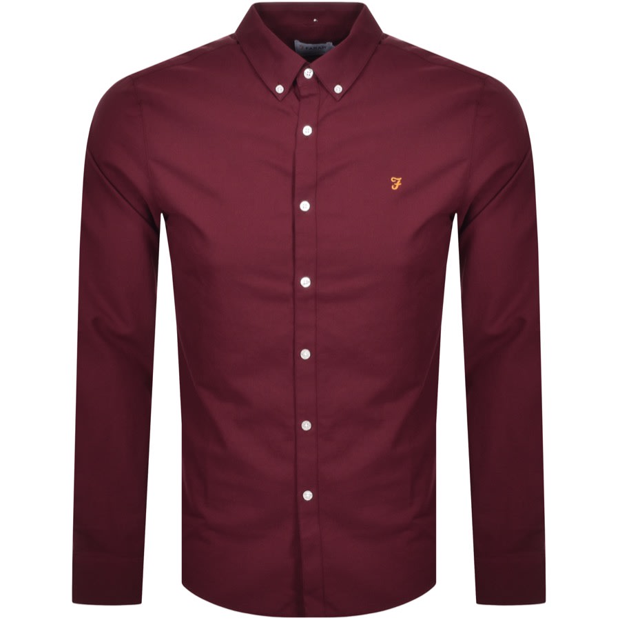 Alternative Image for ProductFarah Vintage Brewer Long Sleeve Shirt Burgundy1